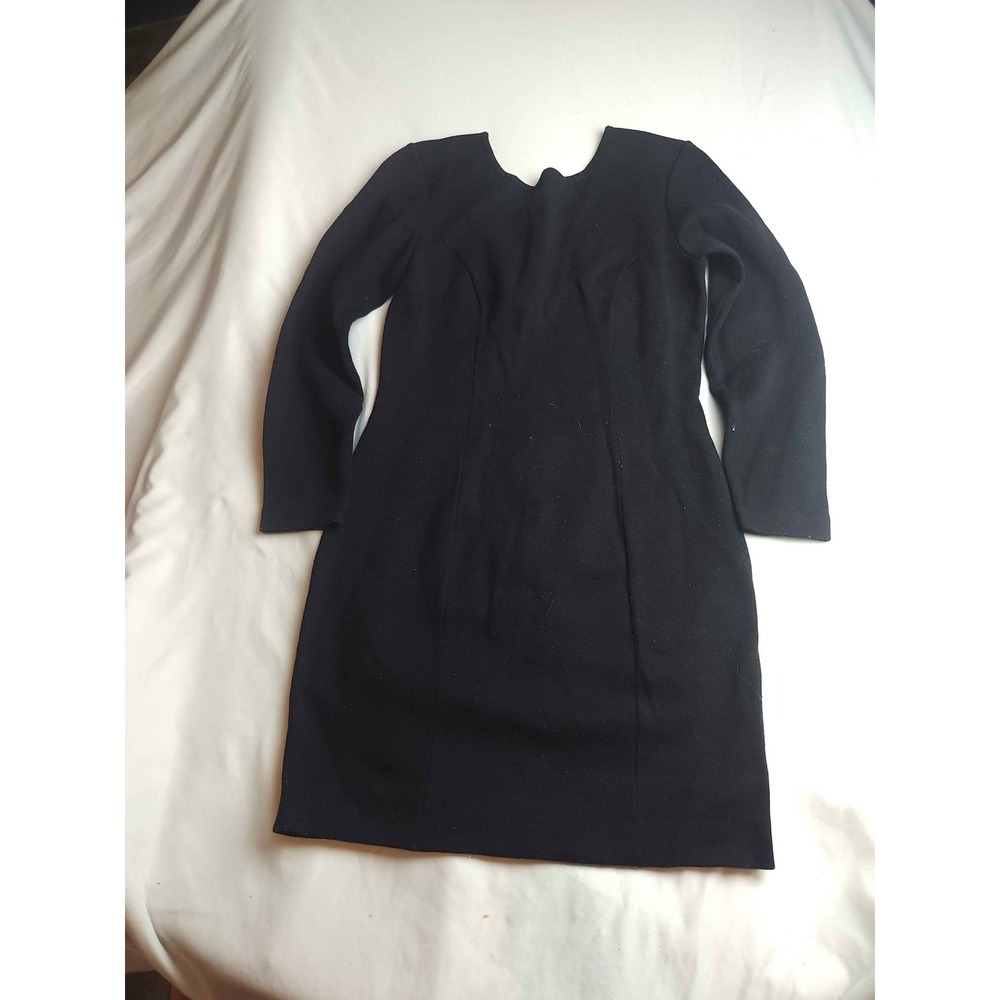 Outlander Black Wool Blend Long Sleeve V-Back Sweater Dress Womens PS